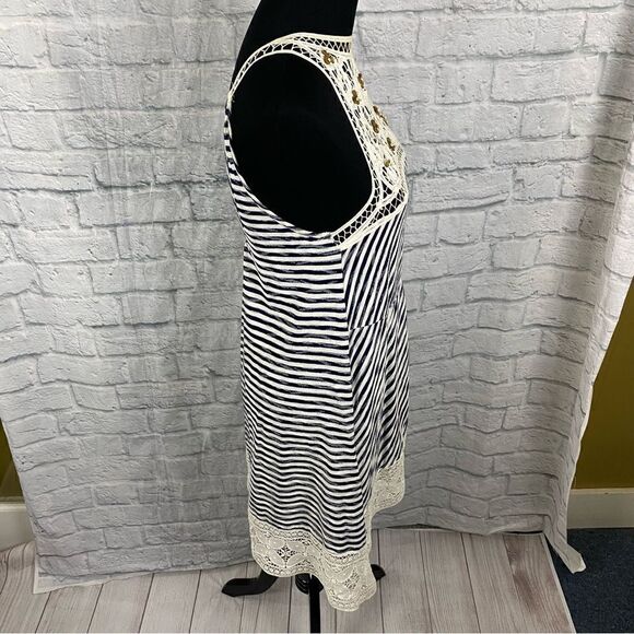 Hazel 100% cotton striped dress with lace size medium women - Picture 6 of 13